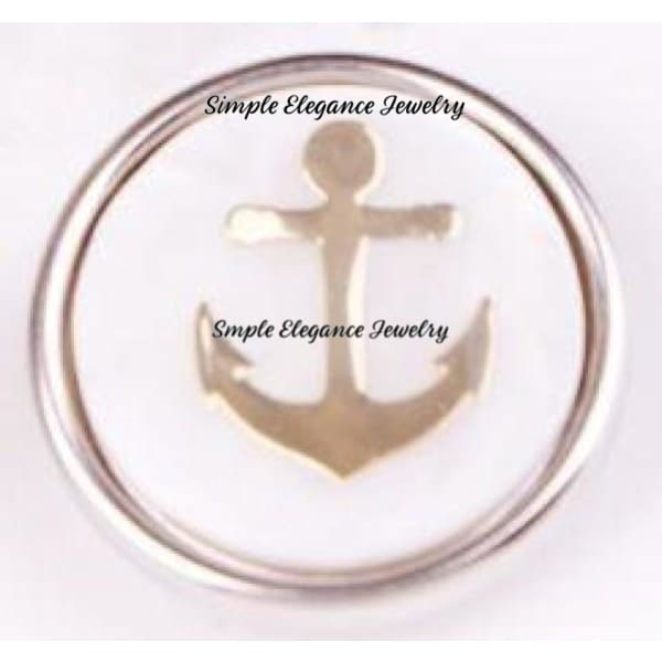 18mm Gold Printed Snap Buttons - Anchor - Snap Jewelry