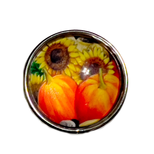 Pumpkins and Sunflowers Holiday Snap Charm 20mm