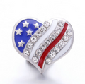 Rhinestone Flag Heart Snap Charm 20mm