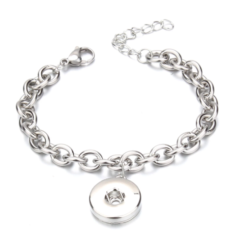 Stainless Steel Dangle Charm 20mm or 12mm Chain Bracelet Adjustable Chain Fits 7"-9"