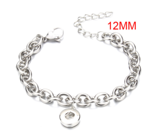 Stainless Steel Dangle Charm 20mm or 12mm Chain Bracelet Adjustable Chain Fits 7"-9"