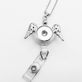 Retractable Angel Wings Necklace Snap Badge Clip Holder 20mm Snap for Snap Charm Jewelry
