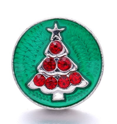 Red and Green Rhinestone Christmas Snap Charm 20mm