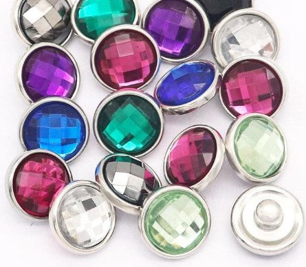 Acrylic Faceted MINI Snaps 12mm Snap Charms (Assorted Colors)