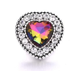 Rhinestone Heart 12mm MINI Snap Charm (Assorted Colors)