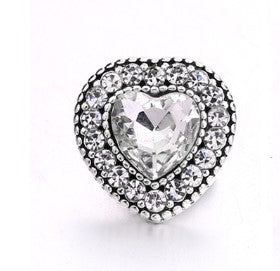 Rhinestone Heart 12mm MINI Snap Charm (Assorted Colors)