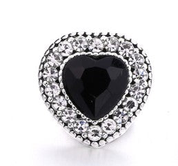 Rhinestone Heart 12mm MINI Snap Charm (Assorted Colors)