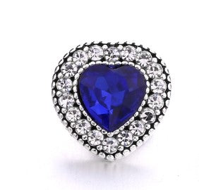 Rhinestone Heart 12mm MINI Snap Charm (Assorted Colors)