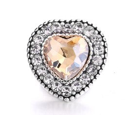 Rhinestone Heart 12mm MINI Snap Charm (Assorted Colors)