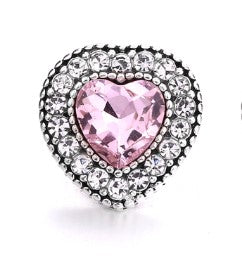 Rhinestone Heart 12mm MINI Snap Charm (Assorted Colors)