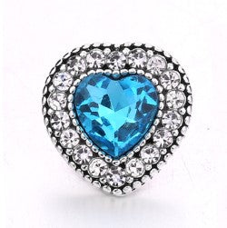 Rhinestone Heart 12mm MINI Snap Charm (Assorted Colors)