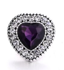 Rhinestone Heart 12mm MINI Snap Charm (Assorted Colors)