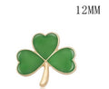 Green 3 Leaf Clover Shamrock Snap Charm 12mm