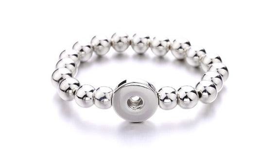 Silver Shiney Stretch Bead Single Snap 20mm Bracelet