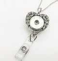 Heart Wings Rhinestone Retractable Badge Holder 20mm