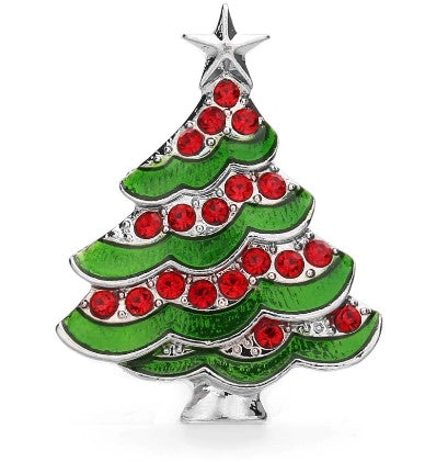 Large Red Rhinestone Christmas Tree Snap Charm 20mm