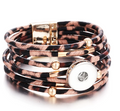 Brown Leopard Magnetic Multiple Strap Single Snap Bracelet 20mm Snap