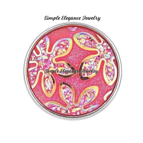 Acrylic Flower Bling Snap 20mm - Hot Pink - Snap Jewelry