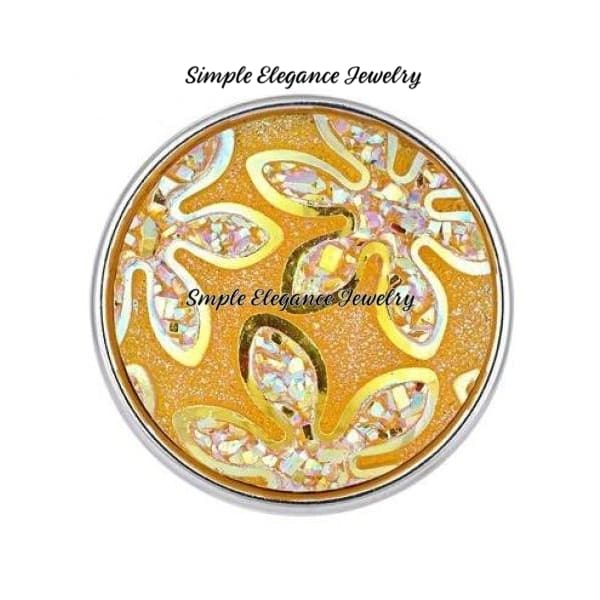 Acrylic Flower Bling Snap 20mm - Yellow - Snap Jewelry
