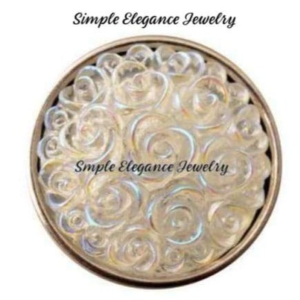Acrylic Rose Snap 18mm for Snap Jewelry - White - Snap Jewelry