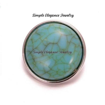 Acrylic Turquoise Cracked Snap Button 20mm for Snap Jewelry - Green-Turquoise - Snap Jewelry