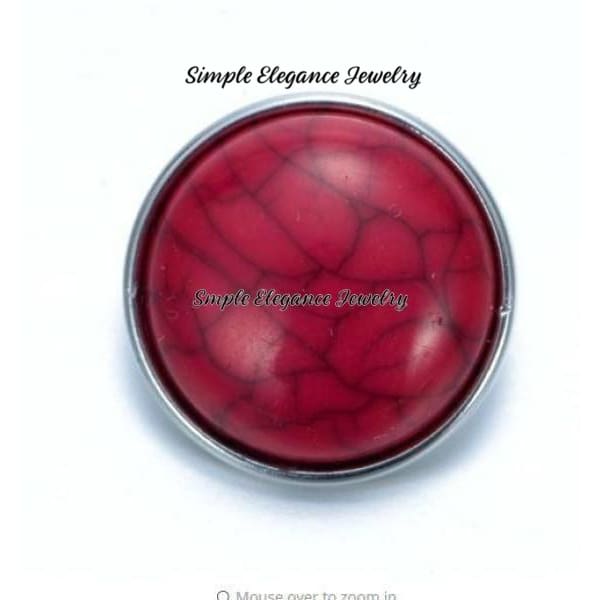 Acrylic Turquoise Cracked Snap Button 20mm for Snap Jewelry - Red - Snap Jewelry