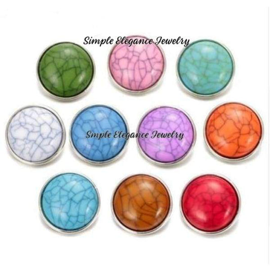 Acrylic Turquoise Cracked Snap Button 20mm for Snap Jewelry - Snap Jewelry