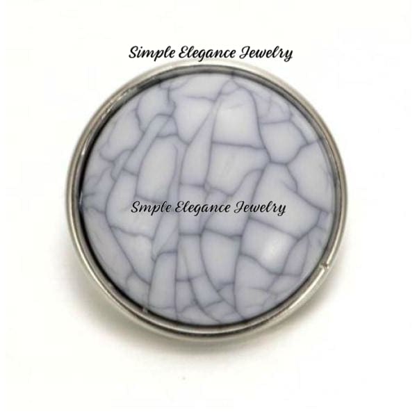 Acrylic Turquoise Cracked Snap Button 20mm for Snap Jewelry - White - Snap Jewelry