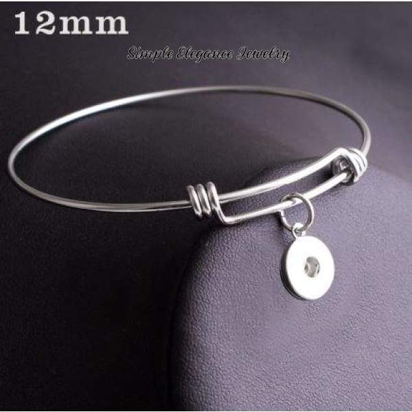 Adjustable Wire Bangle Single Snap Bracelet 20mm Snaps - 12mm Snap - Snap Jewelry