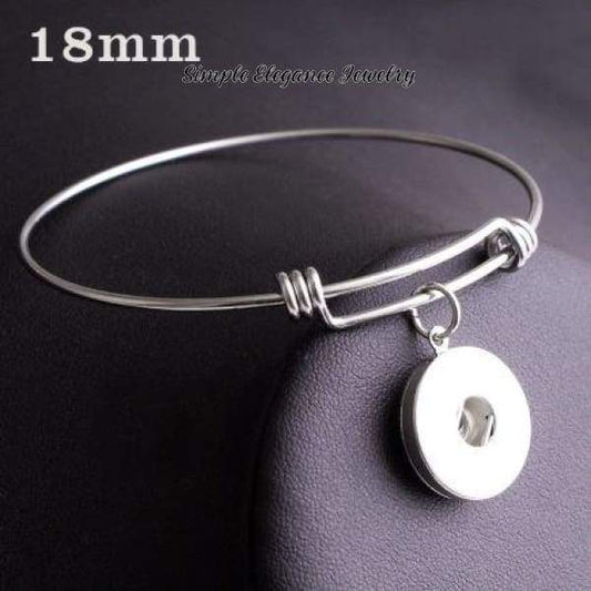 Adjustable Wire Bangle Single Snap Bracelet 20mm Snaps - 20mm Snap - Snap Jewelry