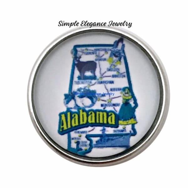 Alabama State Snap 20mm for Snap Charm Jewelry - Snap Jewelry
