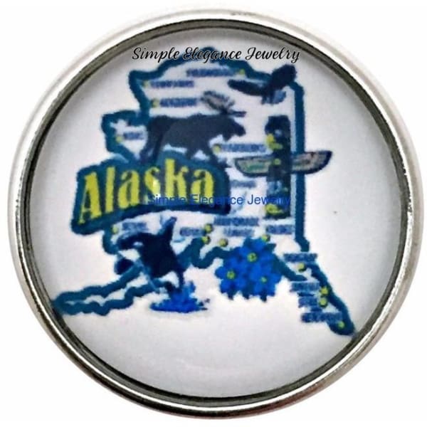 Alaska State Snap 20mm for Snap Charm Jewelry - Snap Jewelry