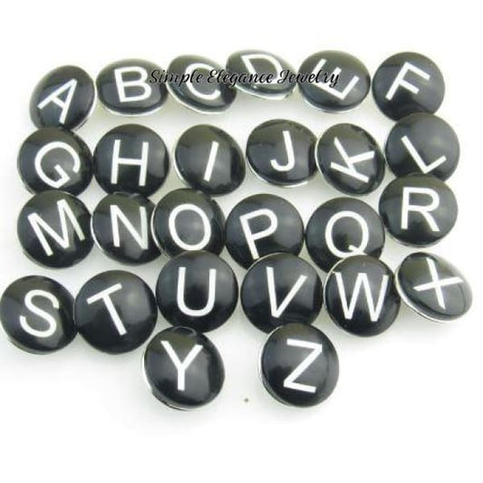 Alphabet Snap Letters-Black and White Glass-Snap Jewelry Sale - A