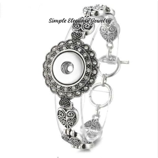 Antique Heart Design Silver Snap Bracelet 18-20mm Snap (B277) - Snap Jewelry