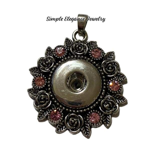 Antique Rose Pink Rhinestone Snap Necklace 20mm - Snap Jewelry