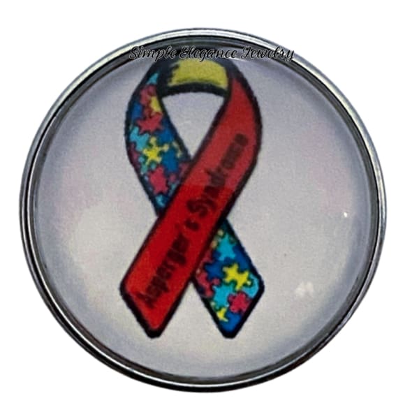 Asperger Syndrome Ribbon Snap Charm 20mm - Snap Jewelry