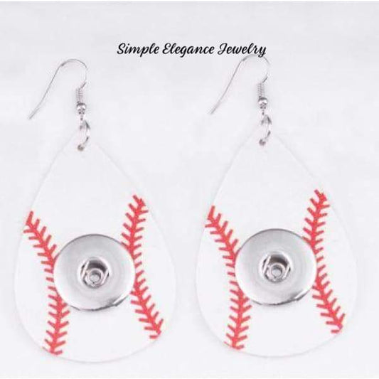 Baseball Dangle 20mm Snap Earrings Double Sided - Snap Jewelry