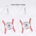Baseball Dangle 20mm Snap Earrings Double Sided - Snap Jewelry