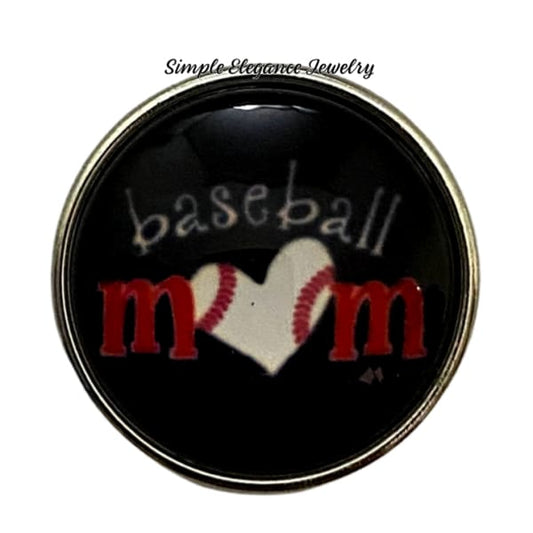 Baseball Mom Snap Charm 20mm - Snap Jewelry