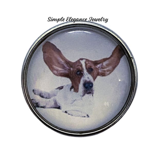 Bassett Dog Flying Ears Snap Charm 20mm - Snap Jewelry