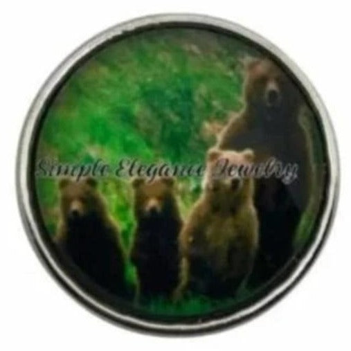 Bear Family Snap Button 20mm - Snap Jewelry