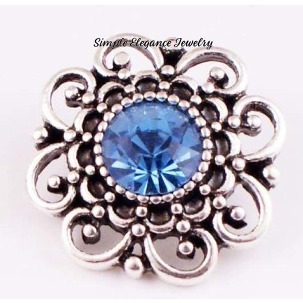Birthstone Filigree Snap 20mm Buttons - Blue - Snap Jewelry