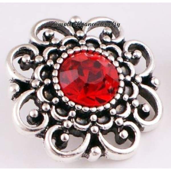 Birthstone Filigree Snap 20mm Buttons - Garnet - Snap Jewelry