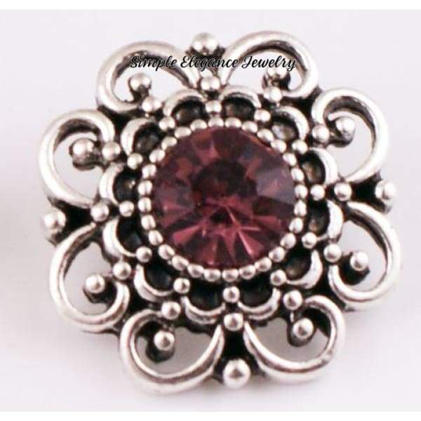 Birthstone Filigree Snap 20mm Buttons - Purple - Snap Jewelry