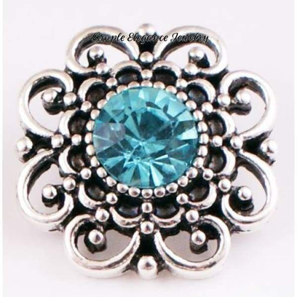 Birthstone Filigree Snap 20mm Buttons - Turquoise - Snap Jewelry