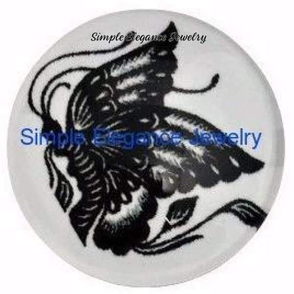 Black Butterfly Snap Charm 18mm - Snap Jewelry