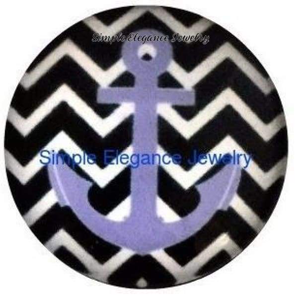Black Chevron Purple Anchor Snap 20mm for Snap Jewelry(1198) - Snap Jewelry