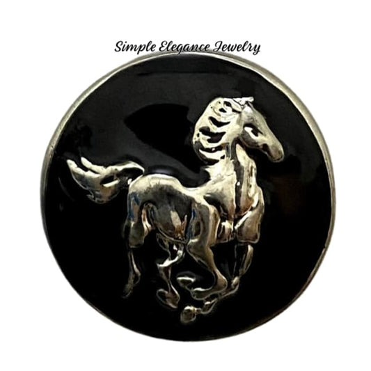 Black Enameled Horse Snap Charm 20mm - Snap Jewelry