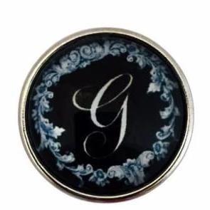 Black Filigree Alphabet Letters 18mm (A-Z Available) - G - Snap Jewelry