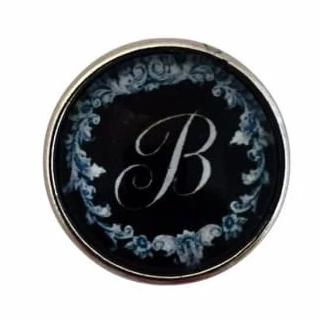 Black Filigree Alphabet Letters 18mm (A-Z Available) - Snap Jewelry
